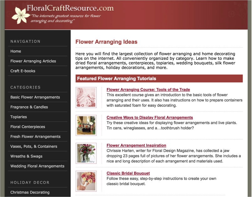 FloralCraftResource.com homepage