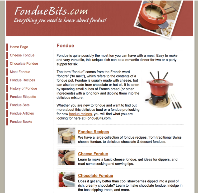 FondueBits.com homepage